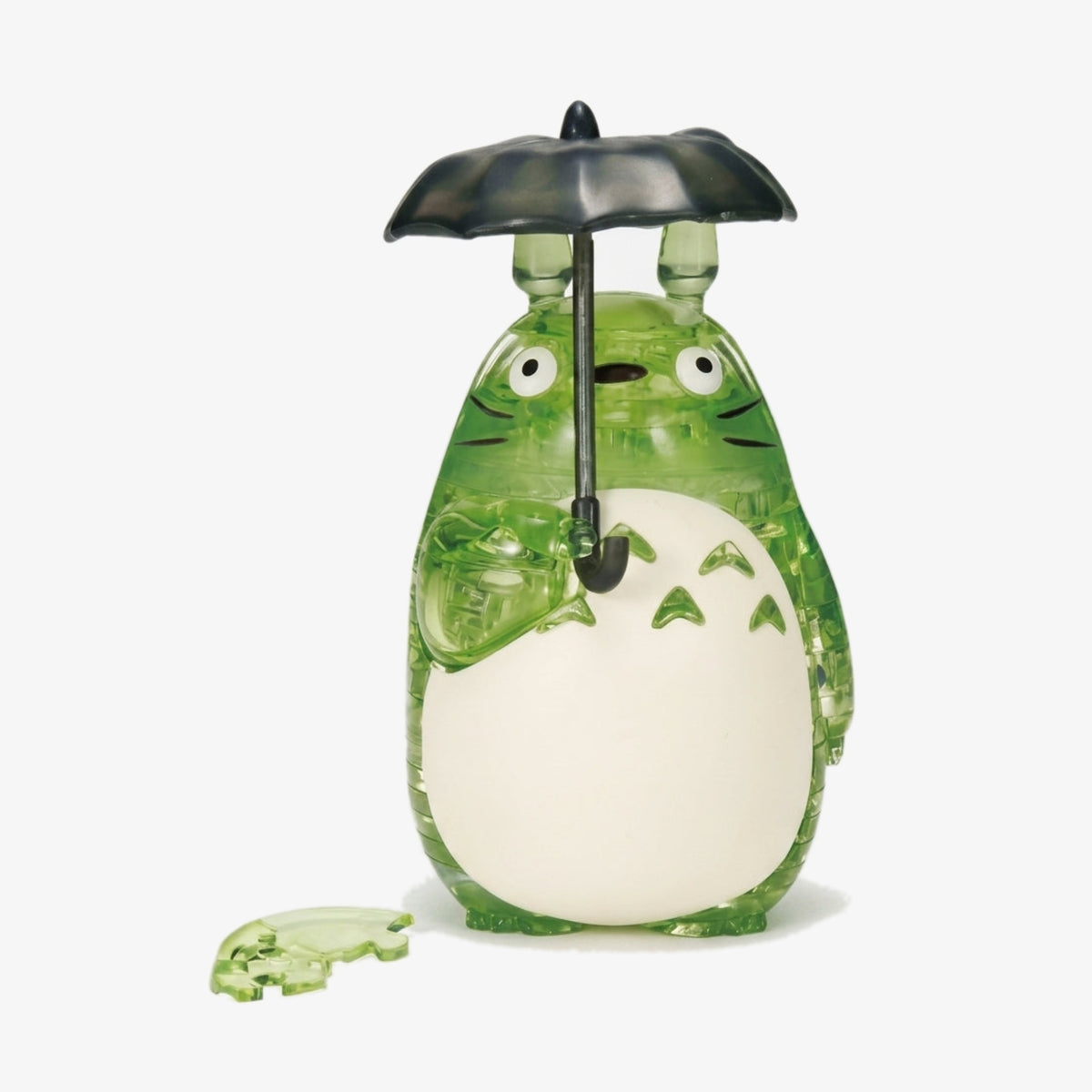 Figurine Puzzle 3D Crystal — Totoro Vert au Parapluie (42 pièces)